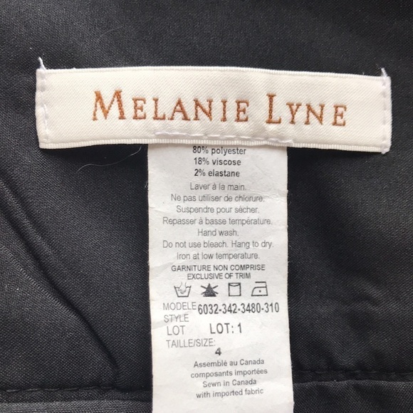 Melanie Lyne dark gray wide leg high rise pants asymmetrical band sz 4 - Picture 10 of 10